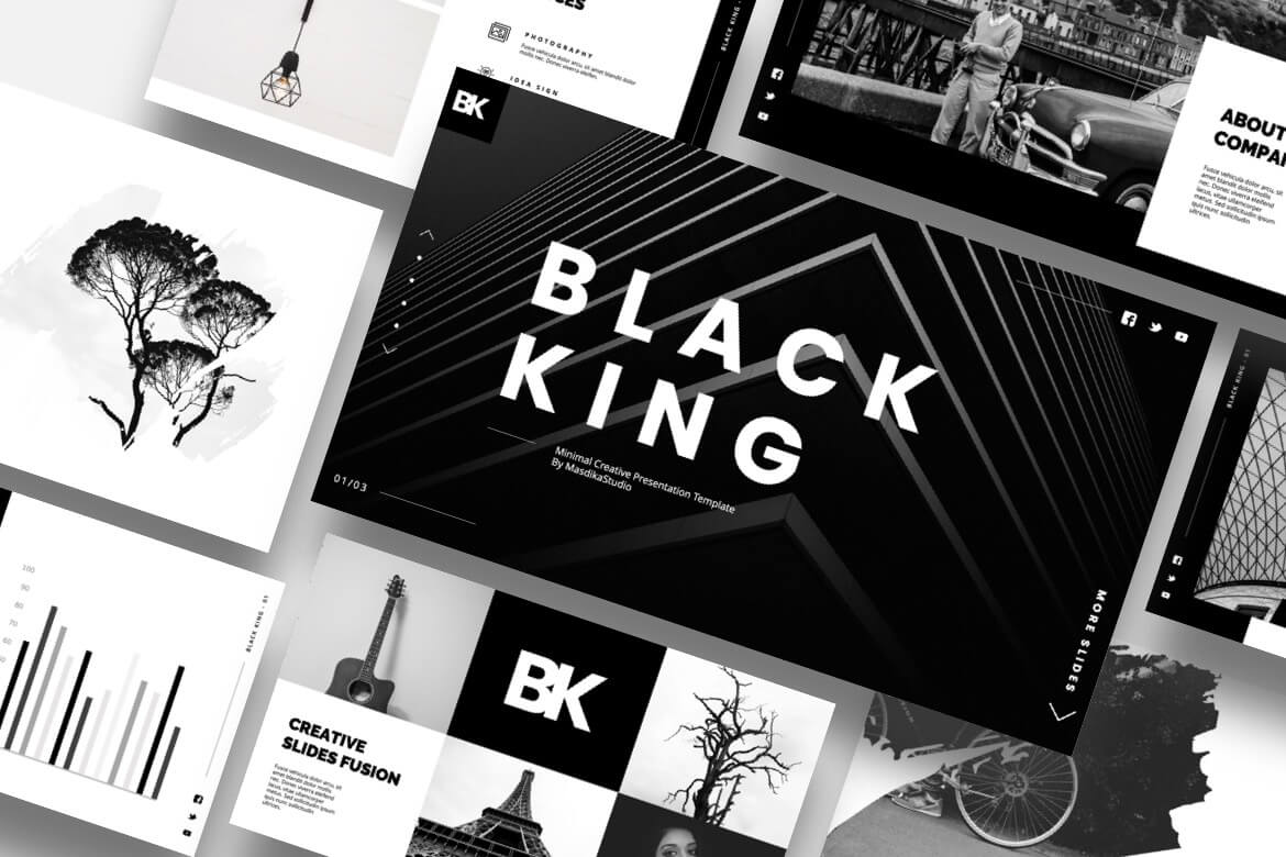 Black King - Minimal Creative Google Slides Template - MasdikaStudio